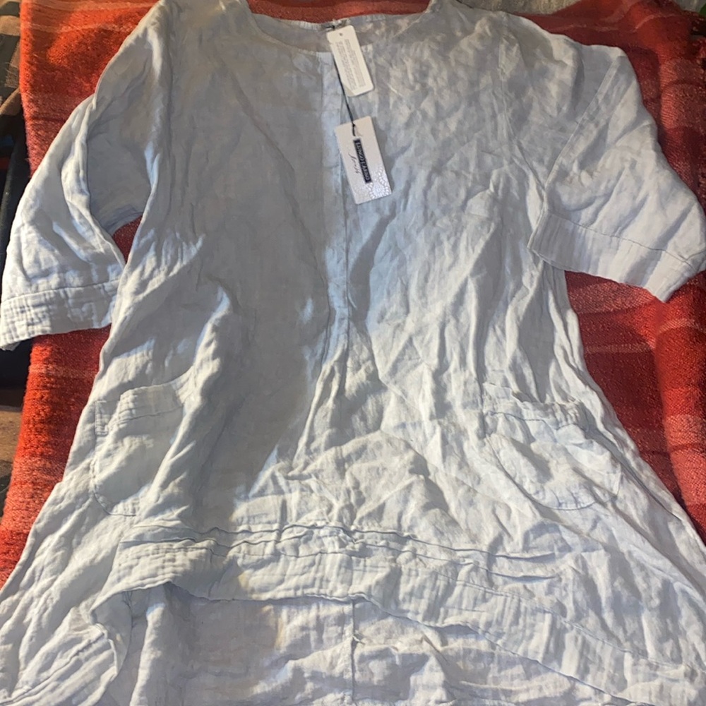 PUROLINO ITALY LINEN TUNIC SZ 2X NWT